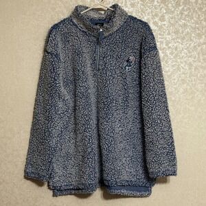 Disney Lilo & Stitch Blue Fleece Sherpa Quarter Zip Pullover Jacket 2XL 18W 20W‎